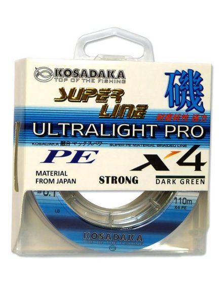 Леска плетеная Kosadaka Super PE X4 Ultralight PRO dark green 0.08 110м