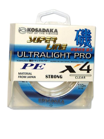 Леска плетеная Kosadaka Super PE X4 Ultralight PRO прозр. 0.05 110м