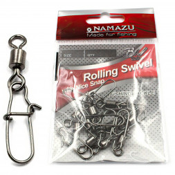 Вертлюг с застежкой Namazu ROLLING SWIVEL WITH NICE SNAP, цв. BN, р. 4, test-43 кг уп.10 шт