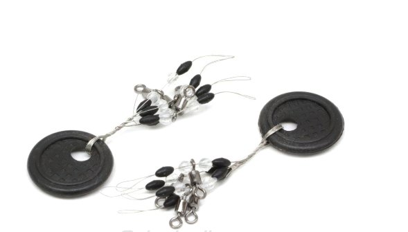 Стопор с вертлюгом Namazu ROLLING SWIVEL PEARL BEADS AND OLIVE RUBBER STOPPER , р. S уп.4 шт