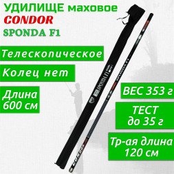 Удилище Condor Sponda F1 без колец, тест до 35 гр длина 6 м, carbon IM-7